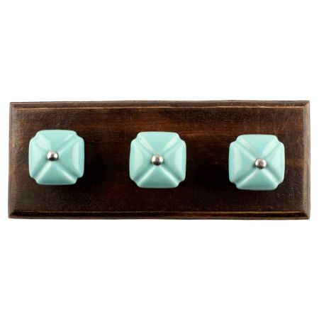 Solid Sage Green Square Ceramic Wooden Hook Online